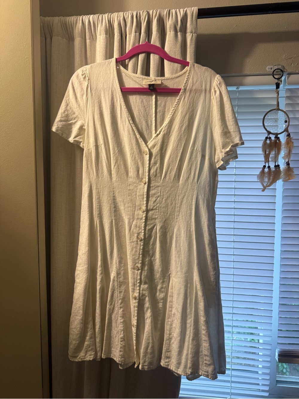 Universal Thread Cream Button-Front Short Dress